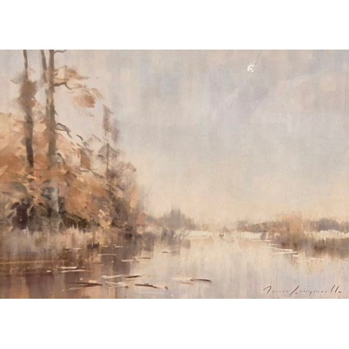 58 - James Longueville P.S., R.B.S.A. (b.1942), Winter Pond, pastel, 27 x 37cms, John Noott Galleries lab... 