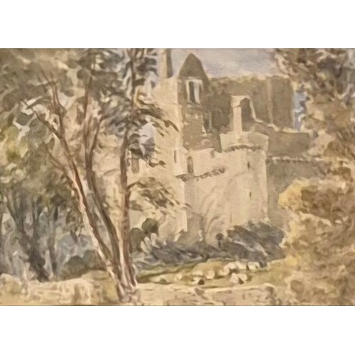 61 - David Cox, Craigmillar Castle, Scotland, watercolour, 9 x 13cms, Derbyshire Education Committee, Mus... 