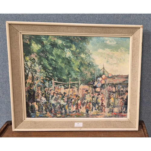 64 - B. Nathan (20th Century), Fairground, oil on canvas, 40 x 50cms, framed