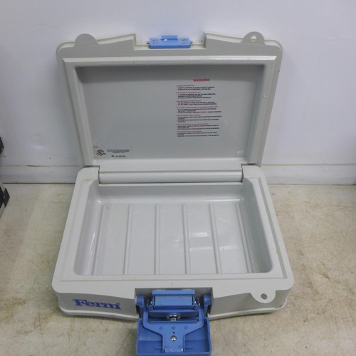 2359 - A Ferm fire safe case with key, a case with 2 keys and a wooden joinery box