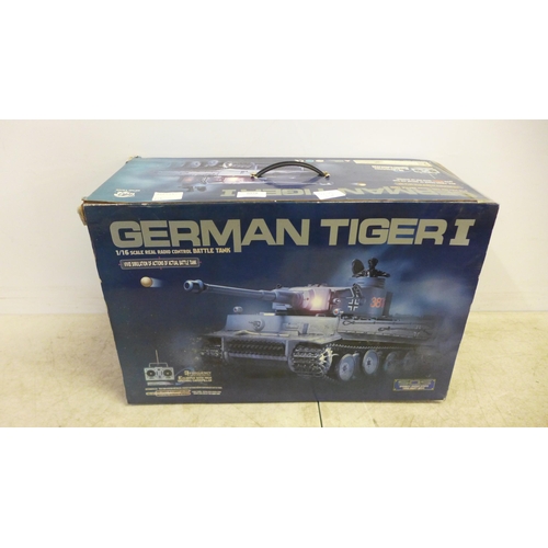 2078 - A German Tiger I, 1/16 scale radio controlled battle tank and a Flying Gadgets X-Cam remote controll... 