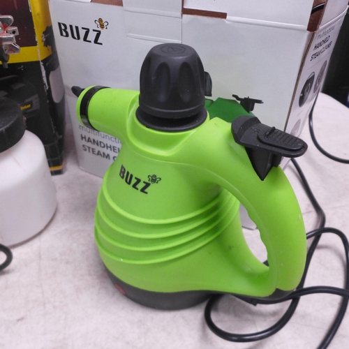 2083 - A Cougar 400W spray gun, a Buzz multi-functional hand held steam cleaner, a Silverline 230V, 400W si... 