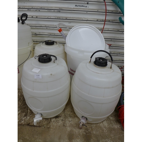 2199 - A home brewing kit including 3 x 25 litre pressure barrels, 3 x 25 litre fermenting bins, an LB hydr... 