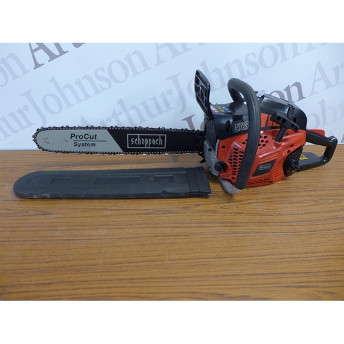 2213 - A Scheppach FPCS - 5600 E1 petrol chainsaw and a model FPGTP25-2 electric strimmer  * Police reposse... 