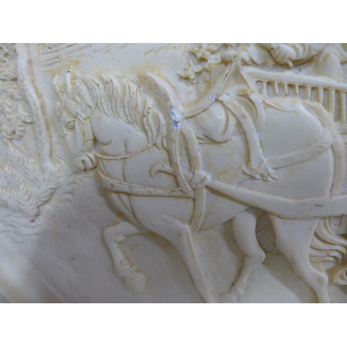 2231 - A high relief faux white cinnabar Chinese carriage horse and cart scene - 18