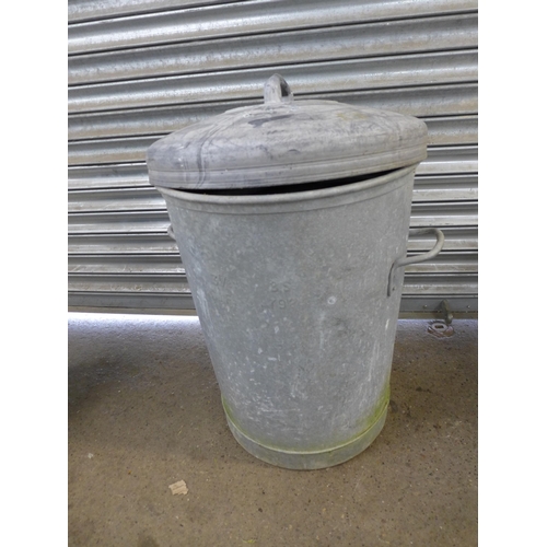 2243 - 2 galvanised metal dustbins