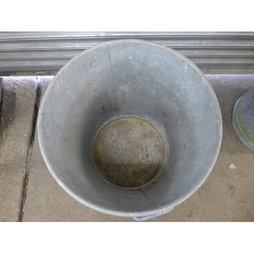 2243 - 2 galvanised metal dustbins