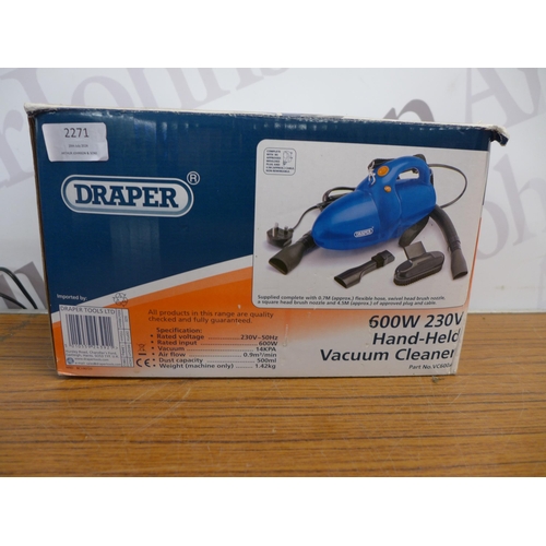 2271 - A quantity of household items including 2 desk fans, a 12V, 250 P.S.I. air compressor, a Draper 230V... 