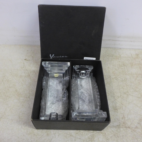 2097 - A pair of Xavier Crystal glass candle holders