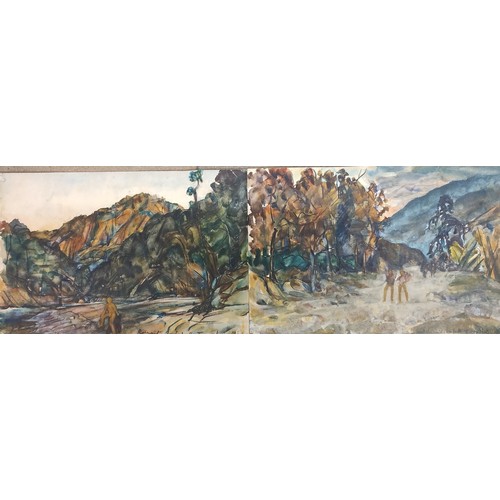 71 - Sir Daniel Lascelles (1902-1967), three landscapes, watercolour, largest; 30 x 45cms, unframed