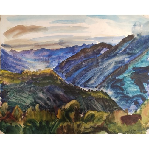 71 - Sir Daniel Lascelles (1902-1967), three landscapes, watercolour, largest; 30 x 45cms, unframed