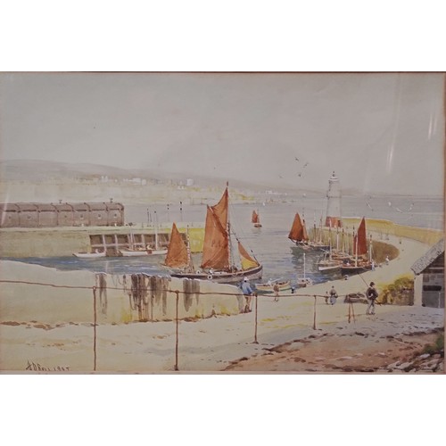 78 - A.D. Bell, Newlyn, watercolour, signed lower left, 24 x 36cms, framed