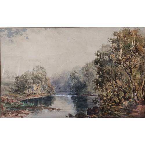 79 - English School (19th Century), river landscape, 30 x 48cms, framed