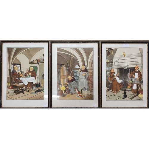 82 - Harry Elliott (1882-1959), four hand coloured lithographs, 36 x 25cms, framed