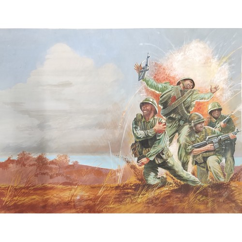 89 - American School, Vietnam war illustration, watercolour, 49 x 65cms, unframed