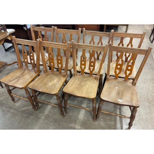 322 - A set of eight Victorian beech kitchen chairs