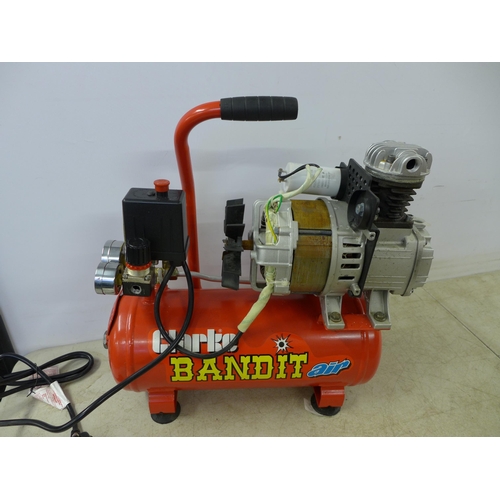 2333 - A Clarke Bandit V 4.2 CFM, 8 litre, 1HP, 230V air compressor (8220) and a Clarke Tiger 1800B power w... 