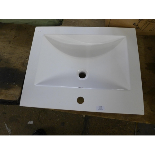 2363 - A 60cm x 48cm rectangular white resin basin sink