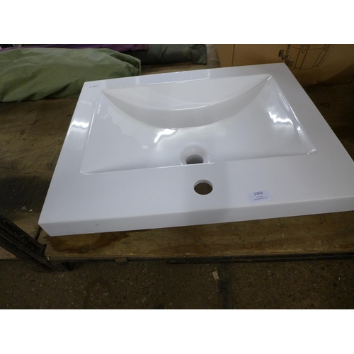 2363 - A 60cm x 48cm rectangular white resin basin sink