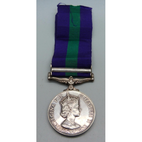 1034 - A General Service medal with 'Malaya' clasp to 23319358 PTE. D.H.S. Tyler Army Catering Corps