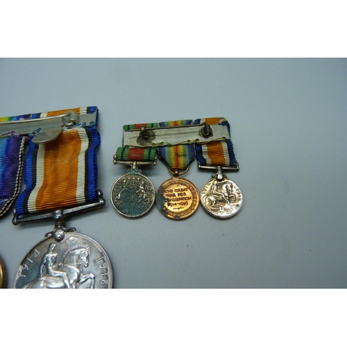 1035 - A pair of WWI medals to 2085 W.O. CL. II R.R. Rich 15-London Regiment, a WWII medal and miniatures