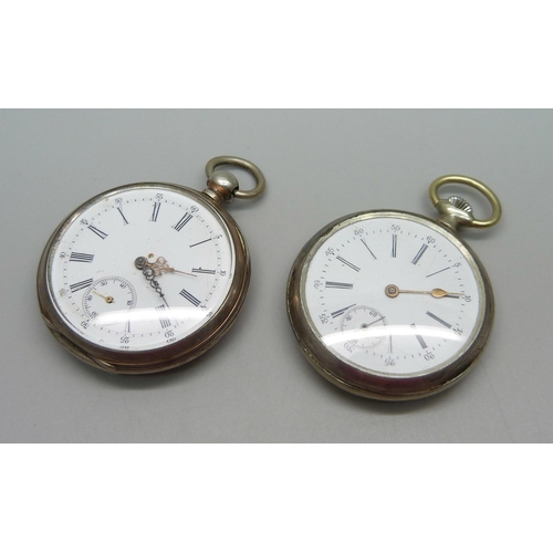 1039 - Two pocket watches, one marked 800 and one marked Argentan