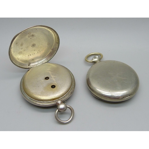 1039 - Two pocket watches, one marked 800 and one marked Argentan