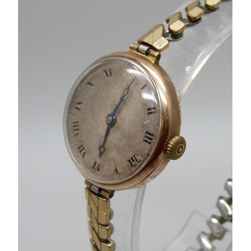 1040 - A lady's 9ct gold cased Rolex wristwatch, the movement and inner case stamped Rolex, London import m... 