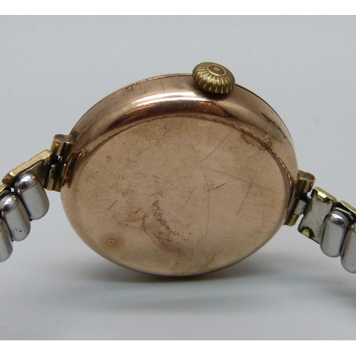 1040 - A lady's 9ct gold cased Rolex wristwatch, the movement and inner case stamped Rolex, London import m... 