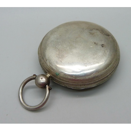 1043 - A silver cased fusee pocket watch with diamond end stone, maker Wm. Lawrence, the case hallmarked Bi... 