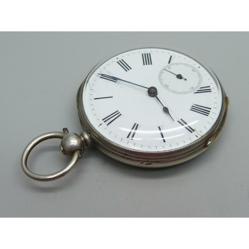 1048 - A silver fob watch with key