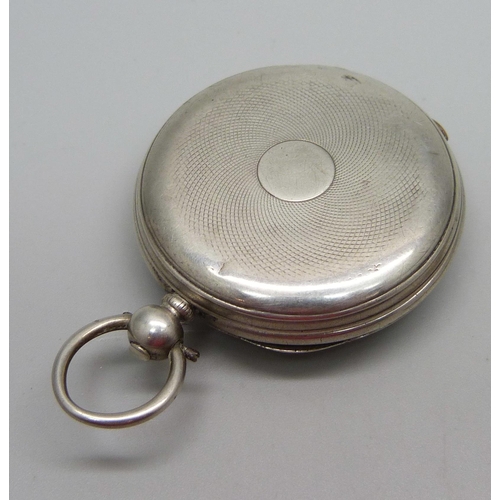 1048 - A silver fob watch with key