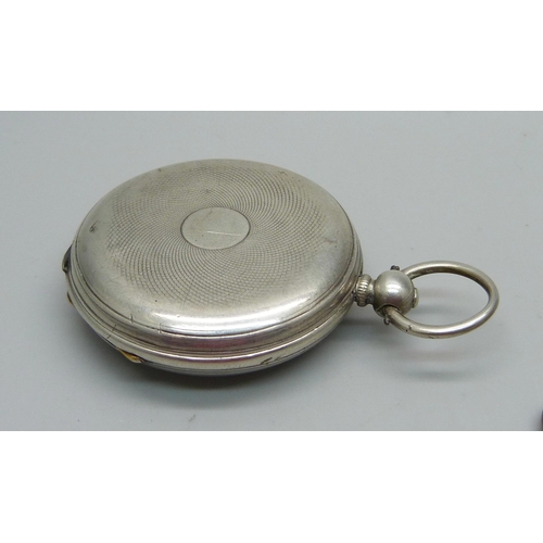 1048 - A silver fob watch with key