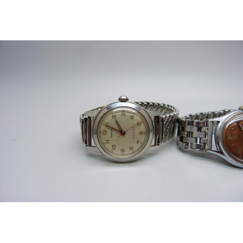 1052 - Three wristwatches; Garrard marked P. Buhre, the case back bears inscription dated 1954,  Levrette a... 