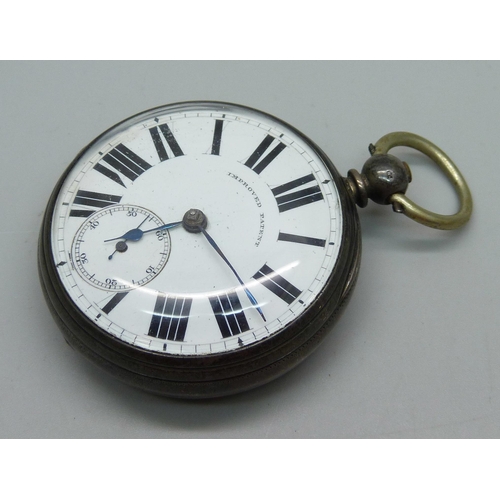 1054 - A silver cased fusee pocket watch, the case hallmarked London 1871