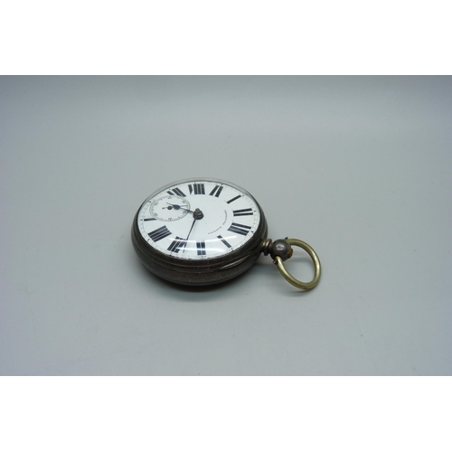 1054 - A silver cased fusee pocket watch, the case hallmarked London 1871