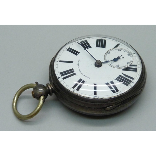 1054 - A silver cased fusee pocket watch, the case hallmarked London 1871