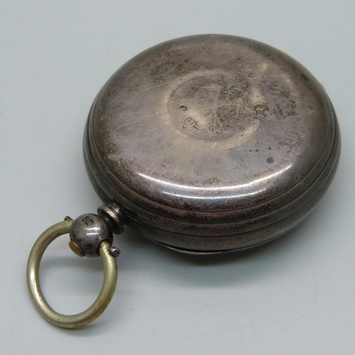 1054 - A silver cased fusee pocket watch, the case hallmarked London 1871