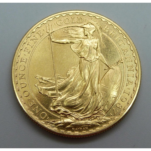 1057 - A 1987 One Ounce Fine Gold Britannia coin