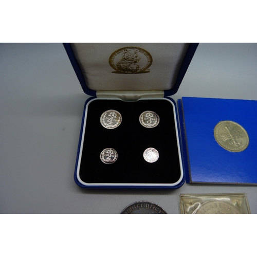 1068 - A later produced silver Edward VIII Maundy Coin set, a 'McVitie's' bill of rights £2 coin, an 1890 s... 