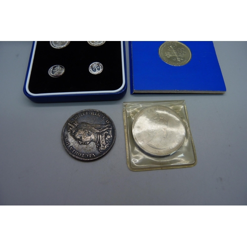 1068 - A later produced silver Edward VIII Maundy Coin set, a 'McVitie's' bill of rights £2 coin, an 1890 s... 