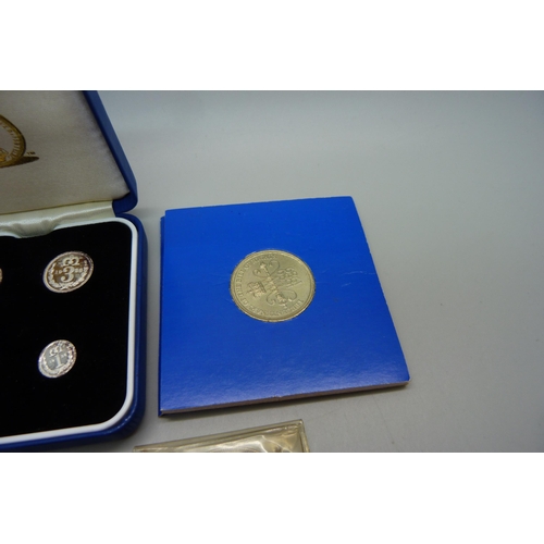 1068 - A later produced silver Edward VIII Maundy Coin set, a 'McVitie's' bill of rights £2 coin, an 1890 s... 