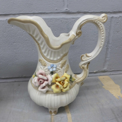 1102 - Four items of Capodimonte including a large decorative teapot **PLEASE NOTE THIS LOT IS NOT ELIGIBLE... 