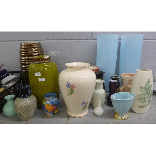 1105 - A Lovatt's Langley stoneware vase and other glass and china vases **PLEASE NOTE THIS LOT IS NOT ELIG... 