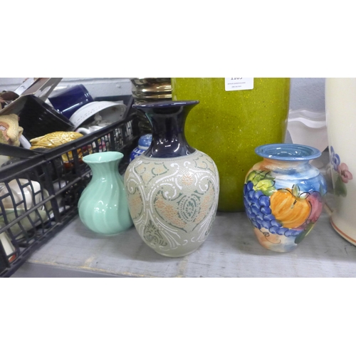 1105 - A Lovatt's Langley stoneware vase and other glass and china vases **PLEASE NOTE THIS LOT IS NOT ELIG... 