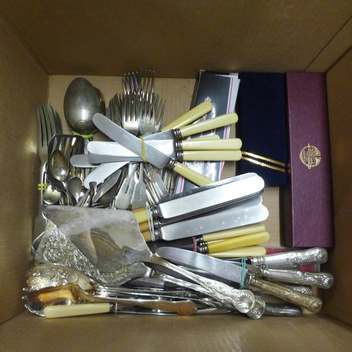 1120 - Two boxes of metal wares, several pewter tankards, plated flatware, other pewter, etc. **PLEASE NOTE... 