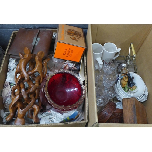 1130 - Two boxes of glass, china, etc. **PLEASE NOTE THIS LOT IS NOT ELIGIBLE FOR IN-HOUSE POSTING AND PACK... 