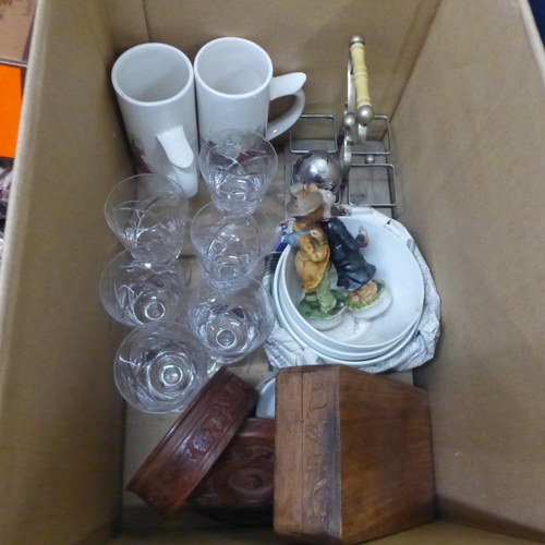 1130 - Two boxes of glass, china, etc. **PLEASE NOTE THIS LOT IS NOT ELIGIBLE FOR IN-HOUSE POSTING AND PACK... 