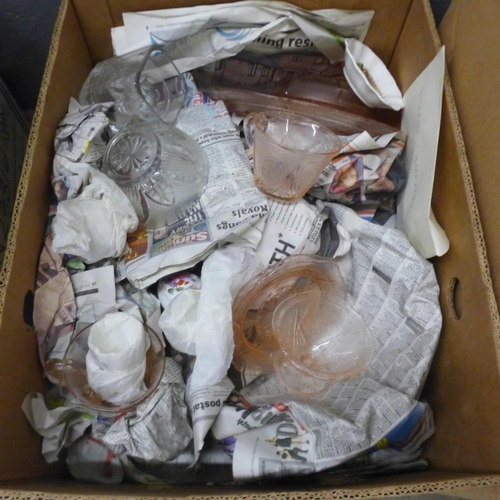 1130 - Two boxes of glass, china, etc. **PLEASE NOTE THIS LOT IS NOT ELIGIBLE FOR IN-HOUSE POSTING AND PACK... 