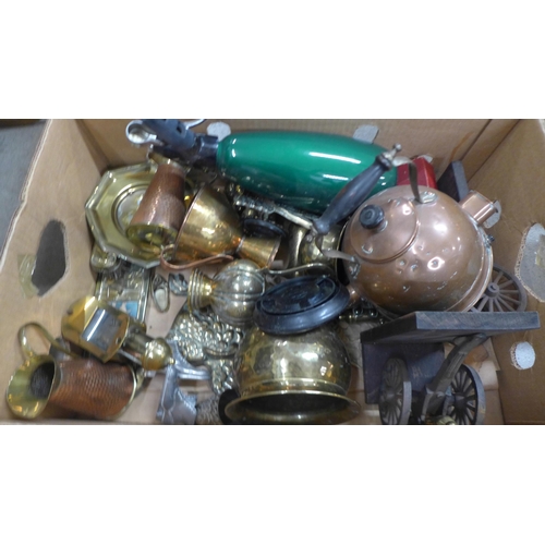 1134 - A collection of metalware including a soda syphon **PLEASE NOTE THIS LOT IS NOT ELIGIBLE FOR IN-HOUS... 